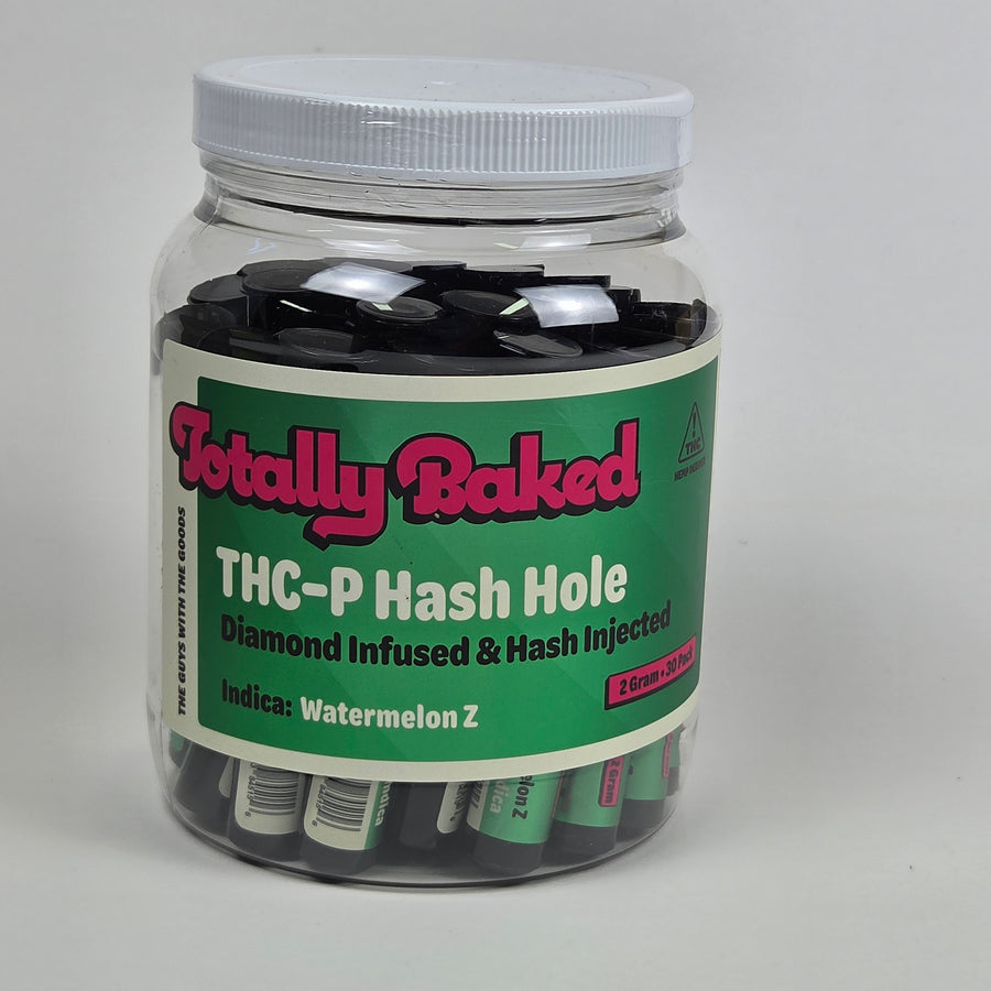 Totally Baked 2g THC-P Hash Hole, Diamond Infused & Hash Injected, Watermelon Z — 2 gram, 30-pack display jar