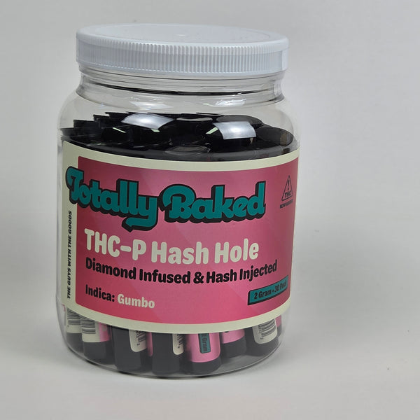 Totally Baked 2g THC-P Hash Hole, Diamond Infused & Hash Injected, Gumbo — 2 gram, 30-pack display jar