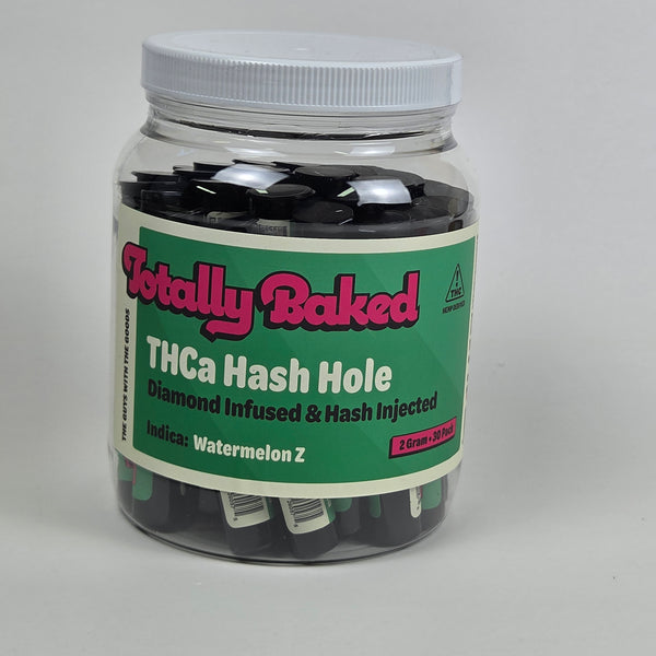 Totally Baked 2g THCa Hash Hole, Diamond Infused & Hash Injected, Watermelon Z — 2 gram, 30-pack display jar