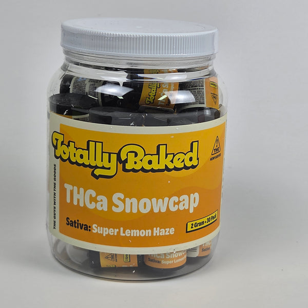 Totally Baked THCa Sno Caps, Super Lemon Haze (sativa) — 2 gram, 30-pack display jar