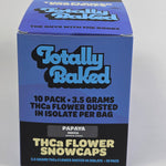 Totally Baked THCa Sno Caps, Papaya, 10-pack box of 3.5 gram bags (flower dusted in isolate)