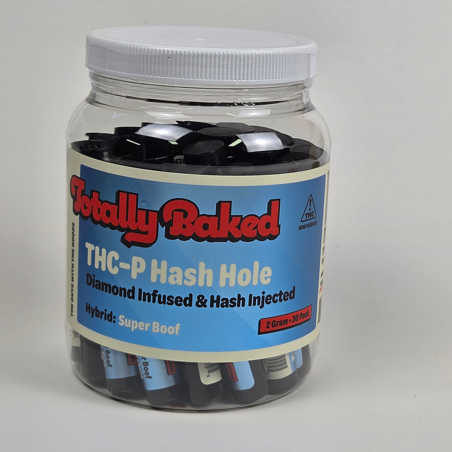 Totally Baked 2g THC-P Hash Hole, Diamond Infused & Hash Injected, Superboof — 2 gram, 30-pack display jar